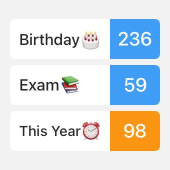 Countdown list